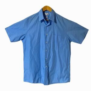 Men's Blue Dress Shirt Van Heusen Short Sleeve Button Down Sz 16